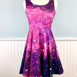 CowCow Pink/Purple Galaxy Skater Dress